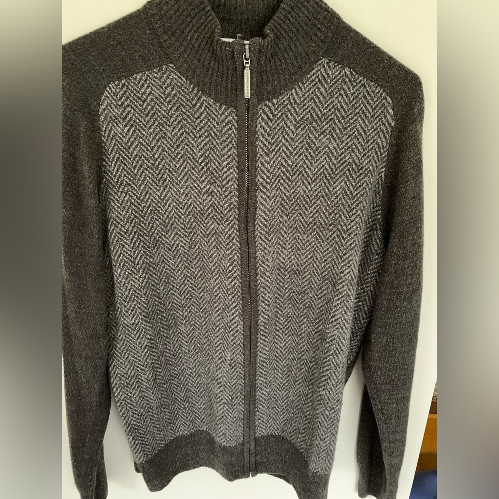 Men's Gray Full-Zip Sweater